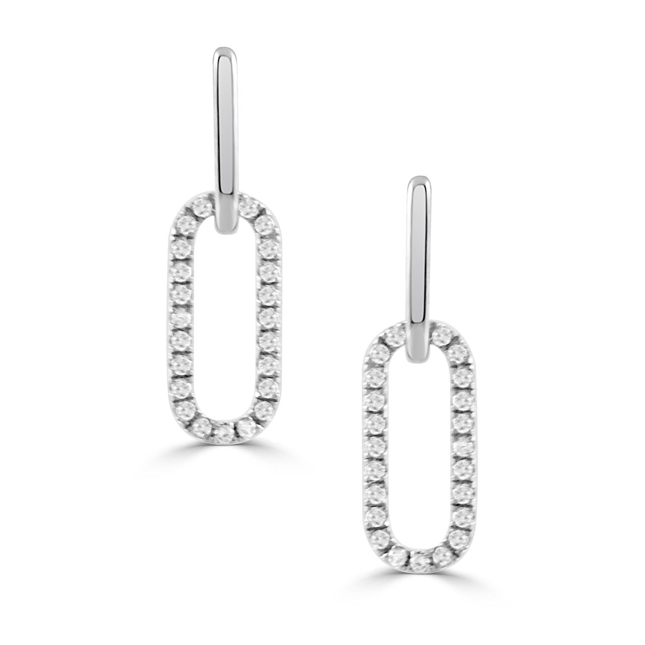 diamond earrings in an open oval shape